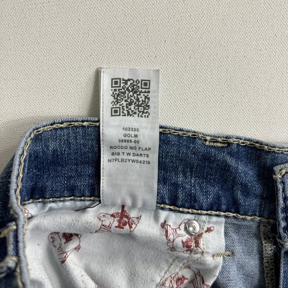 True Religion Men 36x34 Rocco No Flap Big T Relaxed Skinny Jeans Distressed ￼‎ - Picture 10 of 12